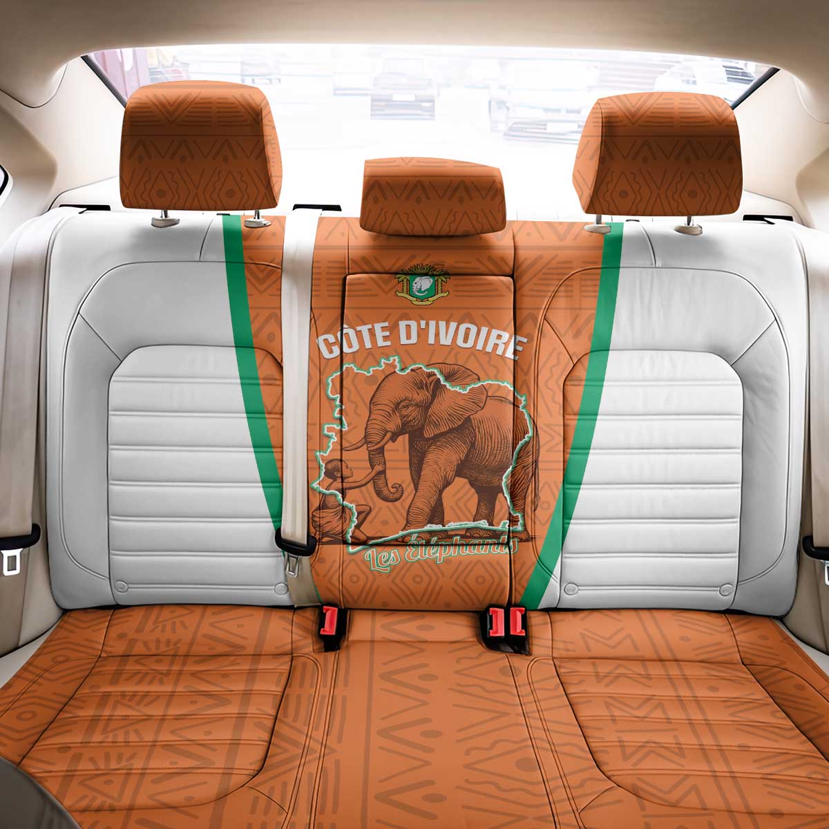 Ivory Coast Football Back Car Seat Cover 2026 Cote d'Ivoire Les Elephants Orange Version - African Pride