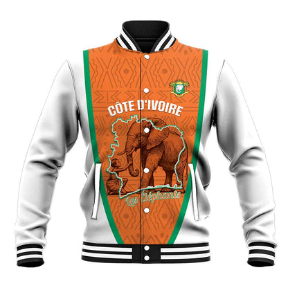 Custom Ivory Coast Football Baseball Jacket 2026 Cote d'Ivoire Les Elephants Orange Version - African Pride