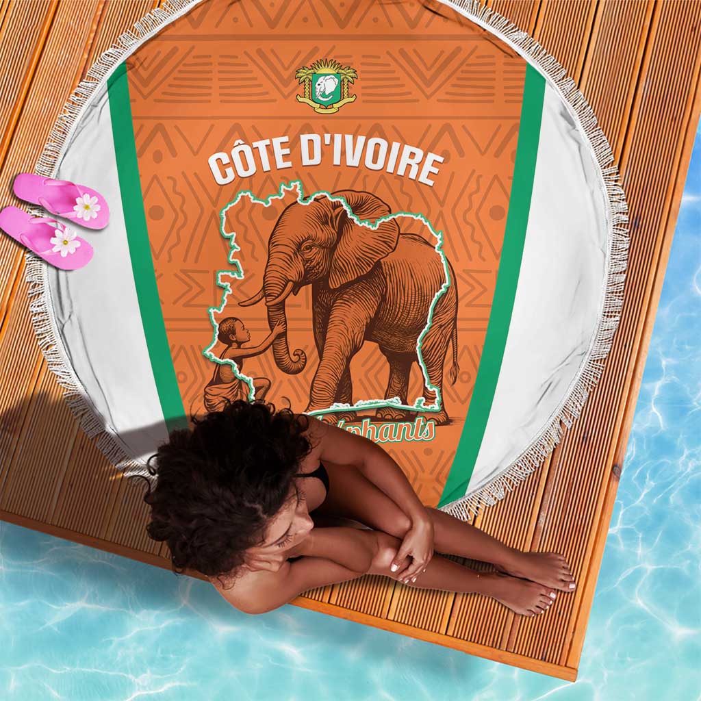 Ivory Coast Football Beach Blanket 2026 Cote d'Ivoire Les Elephants Orange Version - African Pride