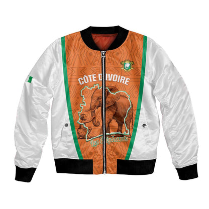 Custom Ivory Coast Football Bomber Jacket 2026 Cote d'Ivoire Les Elephants Orange Version - African Pride