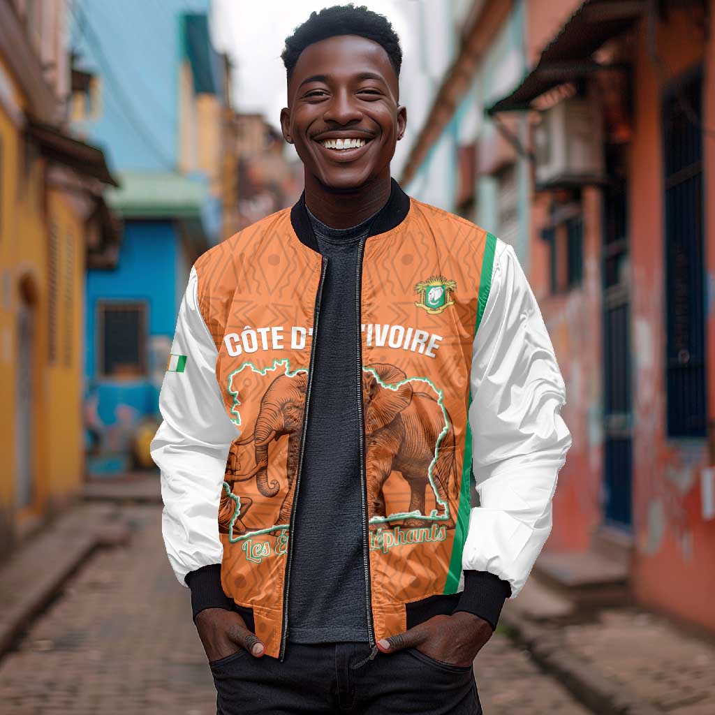 Custom Ivory Coast Football Bomber Jacket 2026 Cote d'Ivoire Les Elephants Orange Version - African Pride