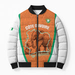 Custom Ivory Coast Football Bomber Puffer Jacket 2026 Cote d'Ivoire Les Elephants Orange Version - African Pride