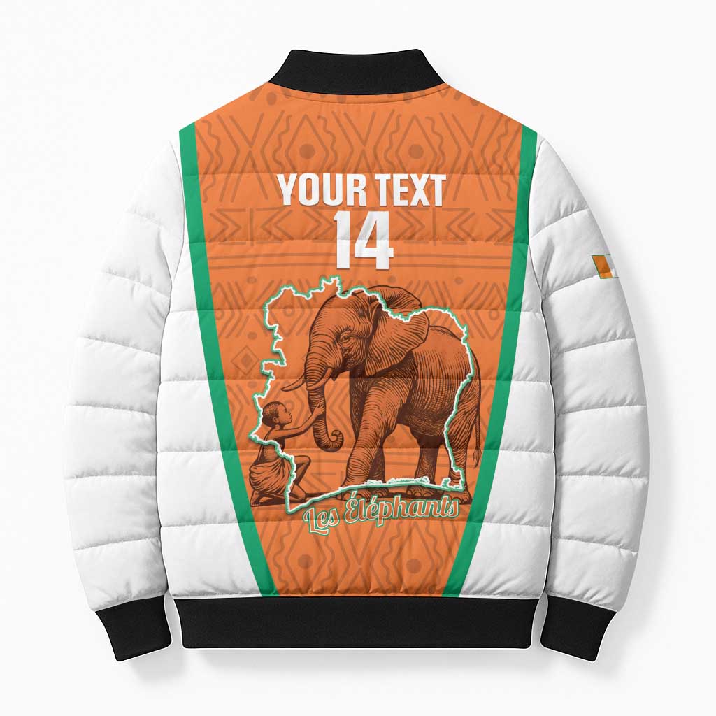 Custom Ivory Coast Football Bomber Puffer Jacket 2026 Cote d'Ivoire Les Elephants Orange Version - African Pride