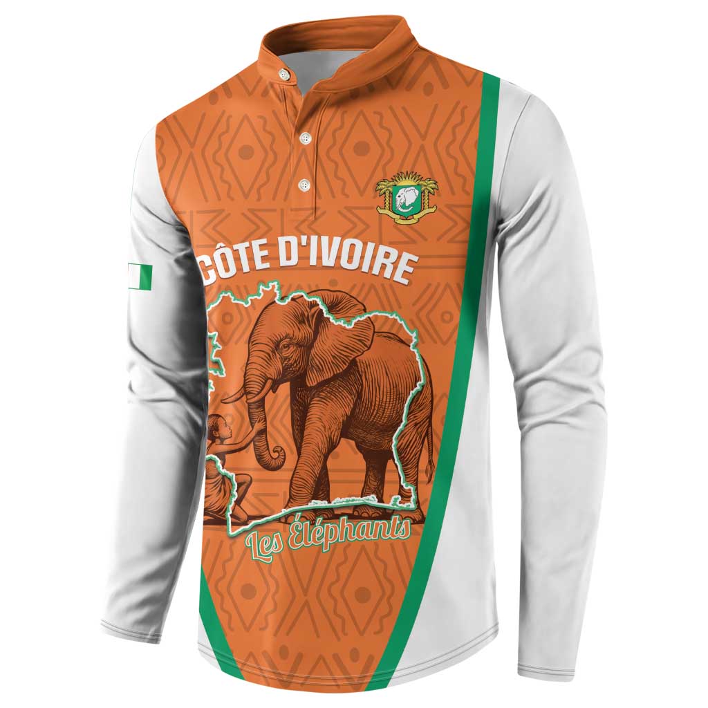 Custom Ivory Coast Football Button Sweatshirt 2026 Cote d'Ivoire Les Elephants Orange Version