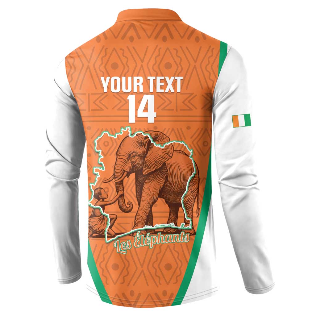 Custom Ivory Coast Football Button Sweatshirt 2026 Cote d'Ivoire Les Elephants Orange Version