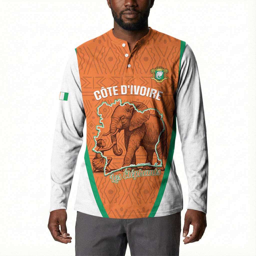 Custom Ivory Coast Football Button Sweatshirt 2026 Cote d'Ivoire Les Elephants Orange Version