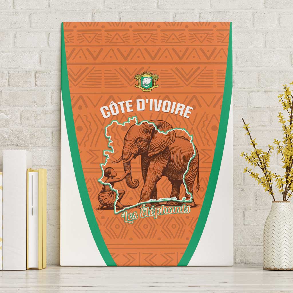Ivory Coast Football Canvas Wall Art 2026 Cote d'Ivoire Les Elephants Orange Version - African Pride