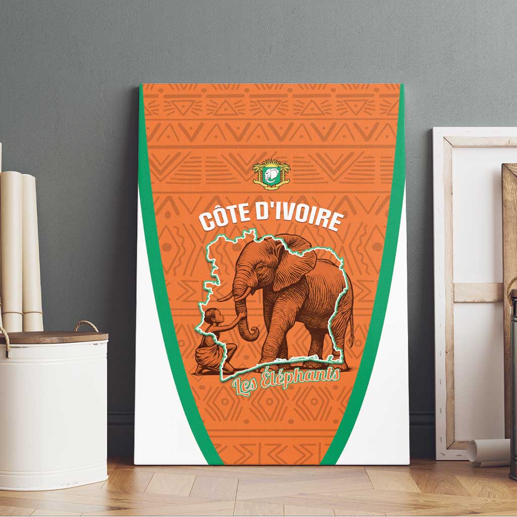 Ivory Coast Football Canvas Wall Art 2026 Cote d'Ivoire Les Elephants Orange Version - African Pride