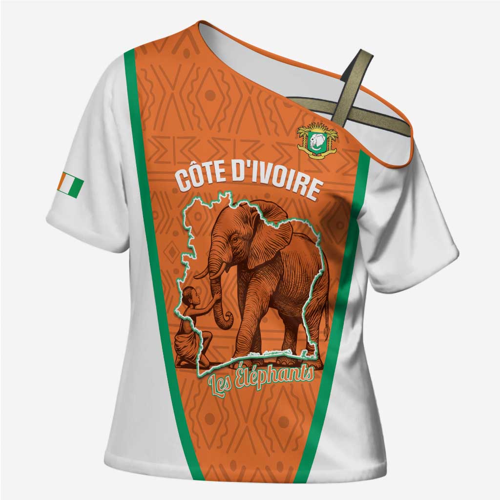 Custom Ivory Coast Football Cross Shoulder Shirt 2026 Cote d'Ivoire Les Elephants Orange Version - African Pride