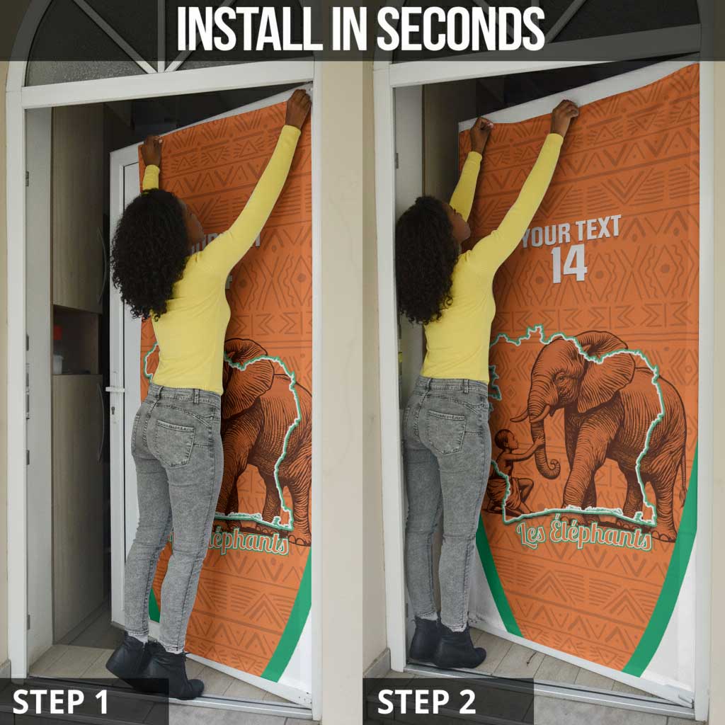 Custom Ivory Coast Football Door Cover 2026 Cote d'Ivoire Les Elephants Orange Version - African Pride