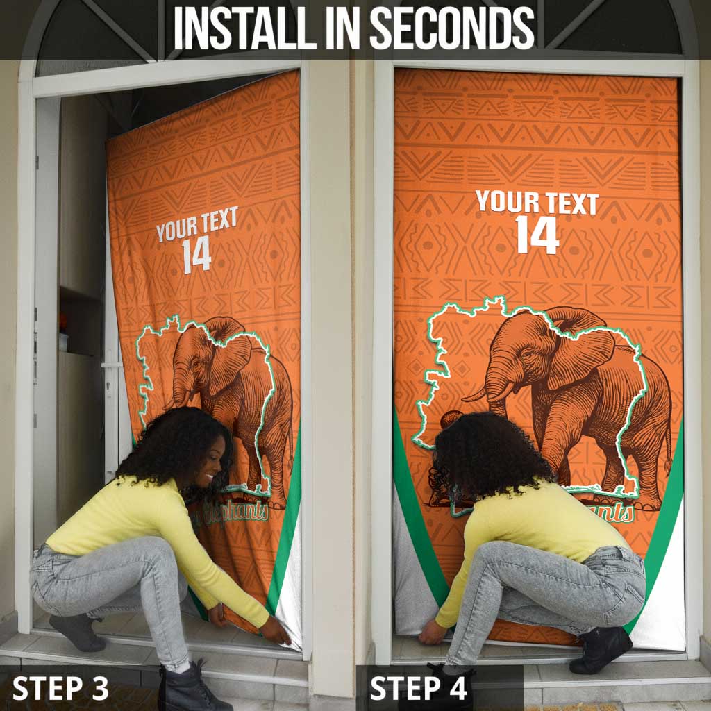 Custom Ivory Coast Football Door Cover 2026 Cote d'Ivoire Les Elephants Orange Version - African Pride