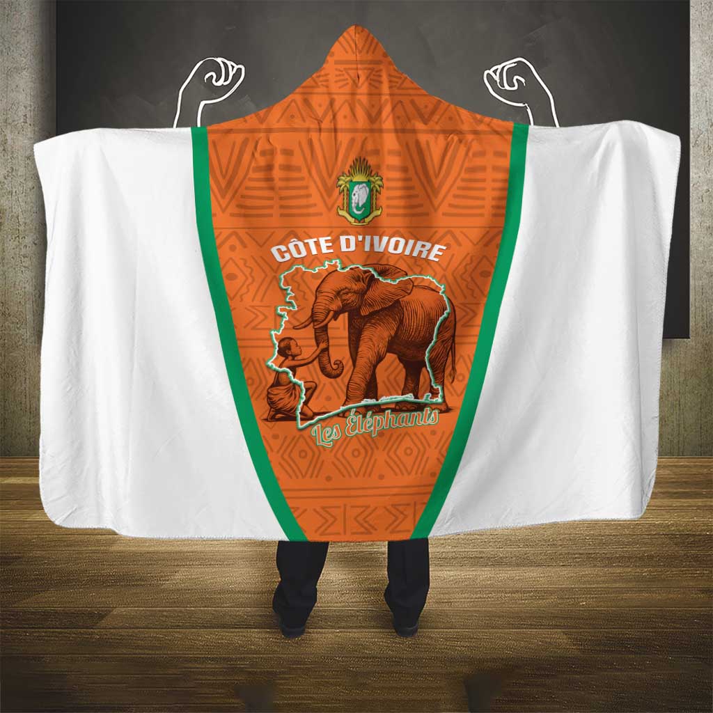 Ivory Coast Football Hooded Blanket 2026 Cote d'Ivoire Les Elephants Orange Version - African Pride