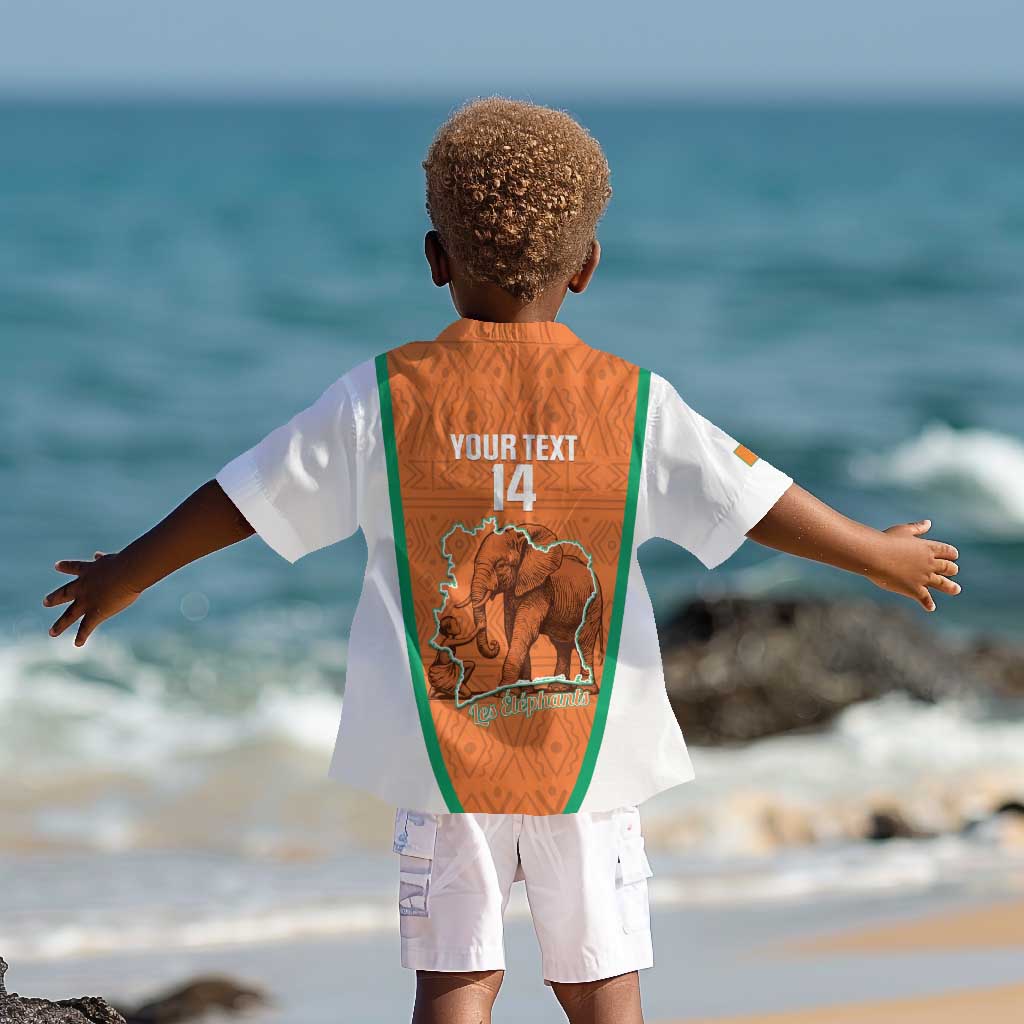 Custom Ivory Coast Football Kid Hawaiian Shirt 2026 Cote d'Ivoire Les Elephants Orange Version LT14
