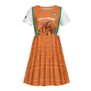 Custom Ivory Coast Football Kid Short Sleeve Dress 2026 Cote d'Ivoire Les Elephants Orange Version LT14