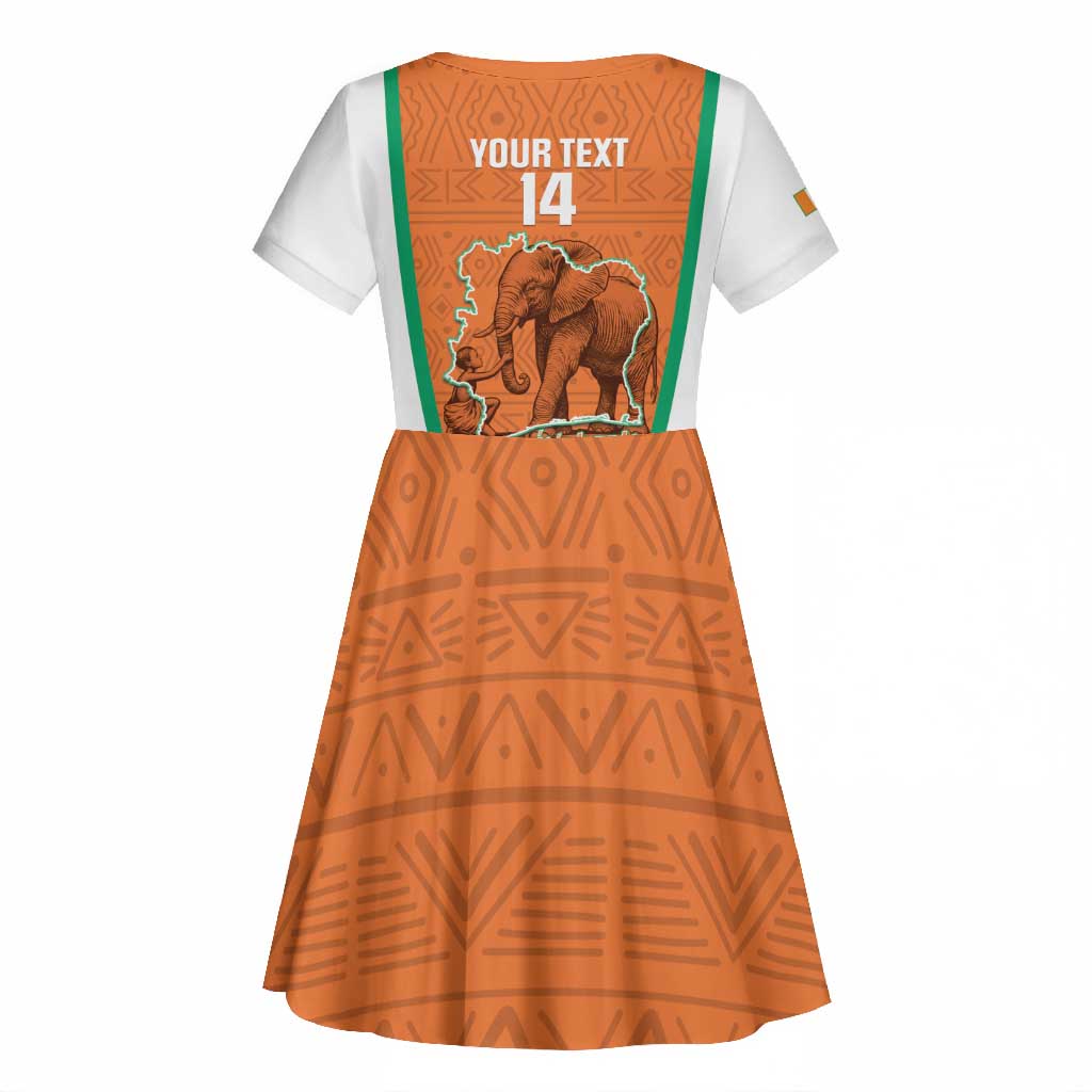 Custom Ivory Coast Football Kid Short Sleeve Dress 2026 Cote d'Ivoire Les Elephants Orange Version LT14