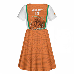 Custom Ivory Coast Football Kid Short Sleeve Dress 2026 Cote d'Ivoire Les Elephants Orange Version LT14