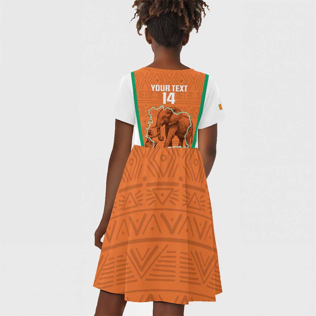 Custom Ivory Coast Football Kid Short Sleeve Dress 2026 Cote d'Ivoire Les Elephants Orange Version LT14