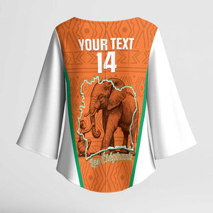 Custom Ivory Coast Football Kimono Sleeve Blouse 2026 Cote d'Ivoire Les Elephants Orange Version - African Pride