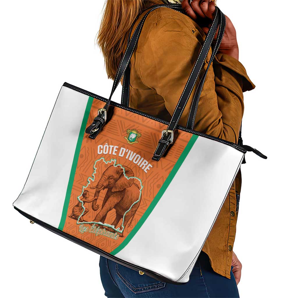 Ivory Coast Football Leather Tote Bag 2026 Cote d'Ivoire Les Elephants Orange Version - African Pride