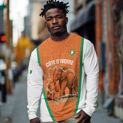 Custom Ivory Coast Football Long Sleeve Shirt 2026 Cote d'Ivoire Les Elephants Orange Version - African Pride