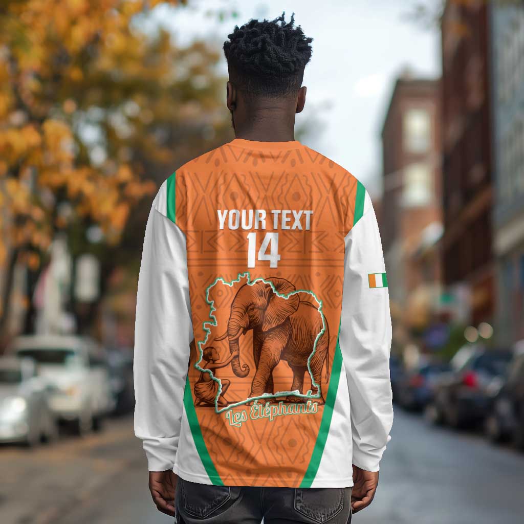 Custom Ivory Coast Football Long Sleeve Shirt 2026 Cote d'Ivoire Les Elephants Orange Version - African Pride