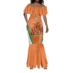 Custom Ivory Coast Football Mermaid Dress 2026 Cote d'Ivoire Les Elephants Orange Version LT14