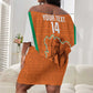 Custom Ivory Coast Football Off Shoulder Short Dress 2026 Cote d'Ivoire Les Elephants Orange Version - African Pride