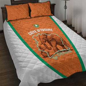 Ivory Coast Football Quilt Bed Set 2026 Cote d'Ivoire Les Elephants Orange Version - African Pride