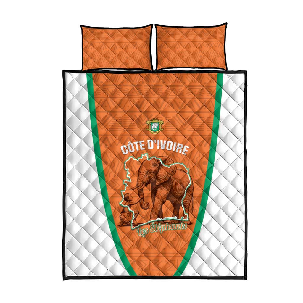 Ivory Coast Football Quilt Bed Set 2026 Cote d'Ivoire Les Elephants Orange Version - African Pride