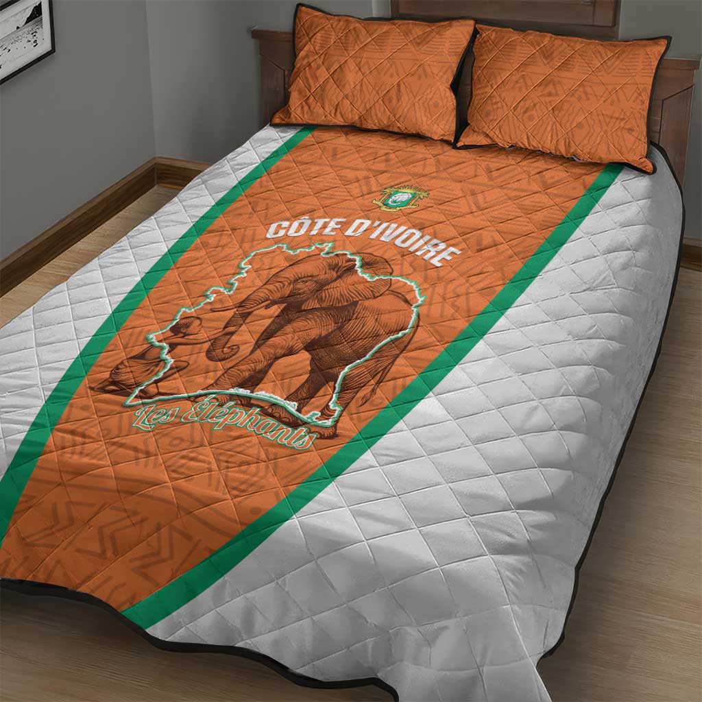Ivory Coast Football Quilt Bed Set 2026 Cote d'Ivoire Les Elephants Orange Version - African Pride