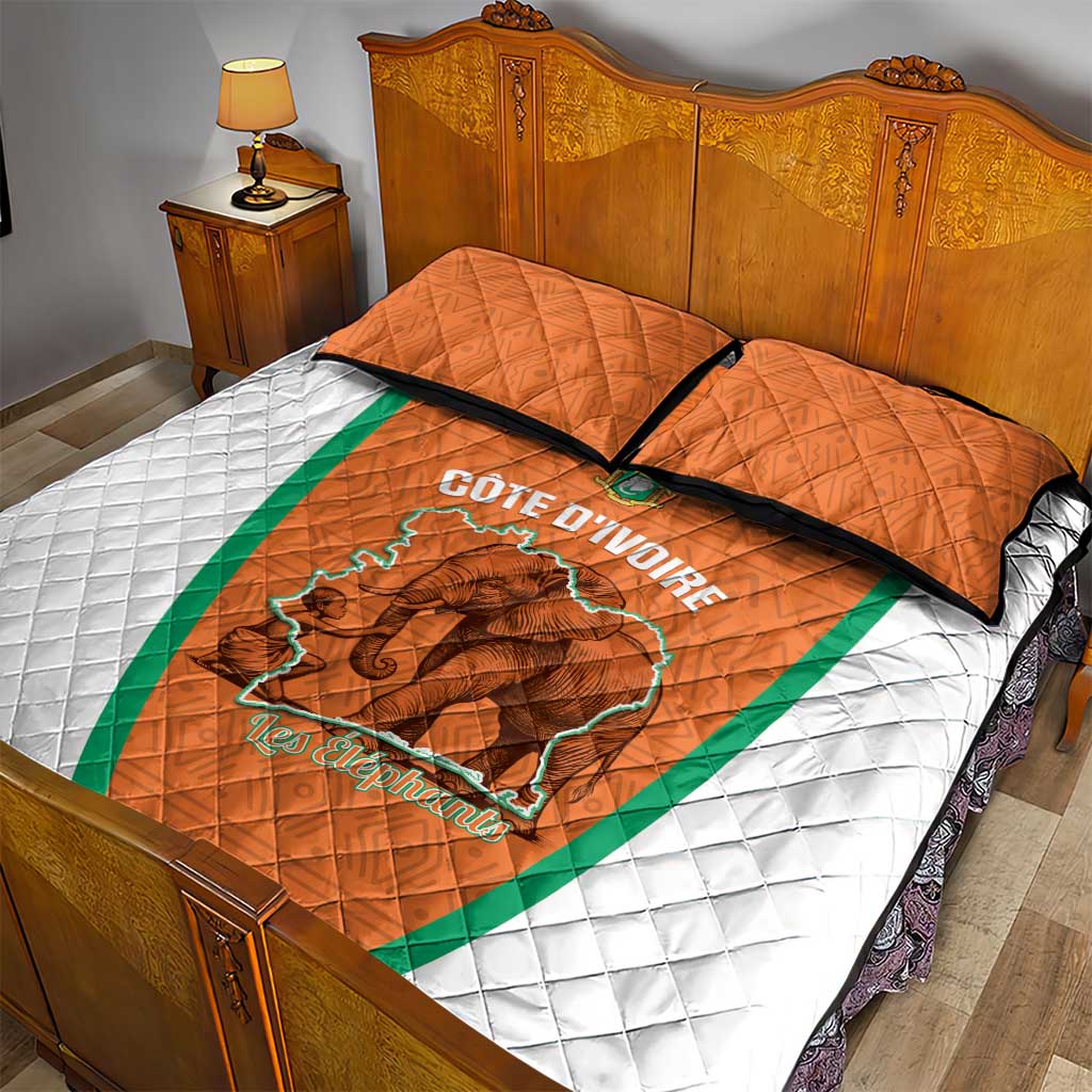 Ivory Coast Football Quilt Bed Set 2026 Cote d'Ivoire Les Elephants Orange Version - African Pride