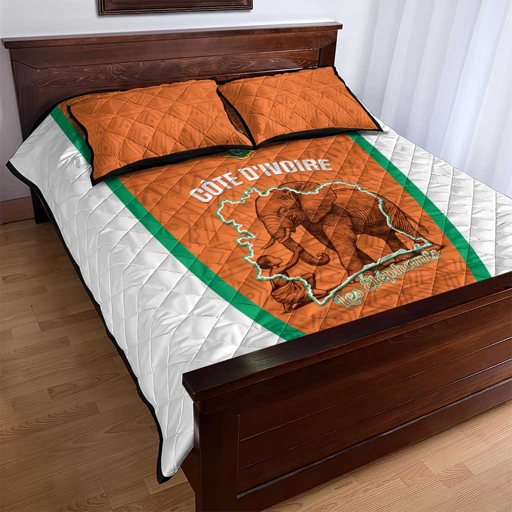 Ivory Coast Football Quilt Bed Set 2026 Cote d'Ivoire Les Elephants Orange Version - African Pride