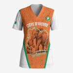 Custom Ivory Coast Football Scrub Top 2026 Cote d'Ivoire Les Elephants Orange Version - African Pride