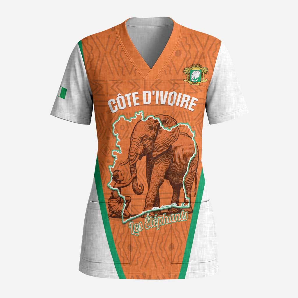 Custom Ivory Coast Football Scrub Top 2026 Cote d'Ivoire Les Elephants Orange Version - African Pride