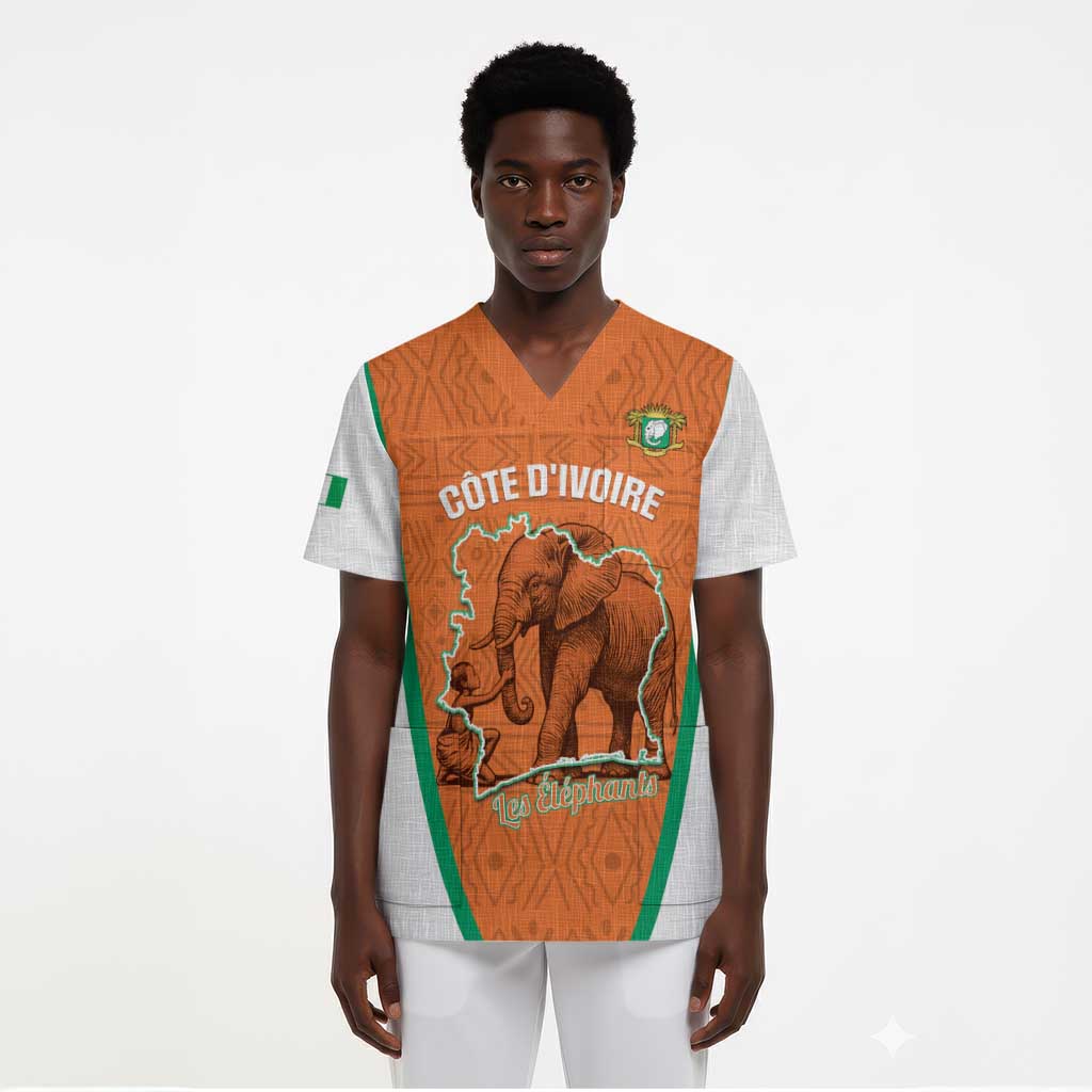 Custom Ivory Coast Football Scrub Top 2026 Cote d'Ivoire Les Elephants Orange Version - African Pride