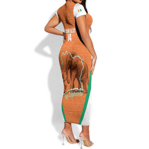 Custom Ivory Coast Football Short Sleeve Bodycon Dress 2026 Cote d'Ivoire Les Elephants Orange Version LT14