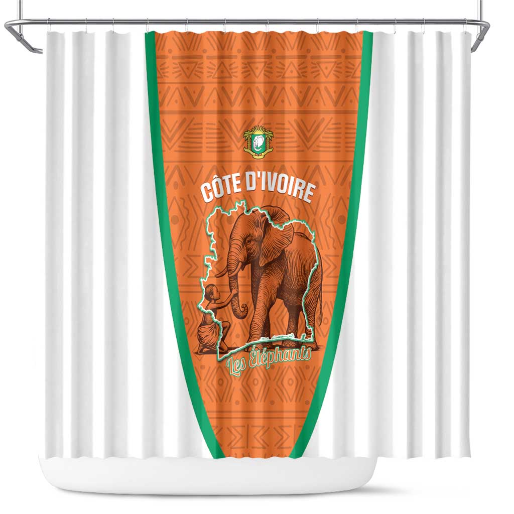 Ivory Coast Football Shower Curtain 2026 Cote d'Ivoire Les Elephants Orange Version - African Pride