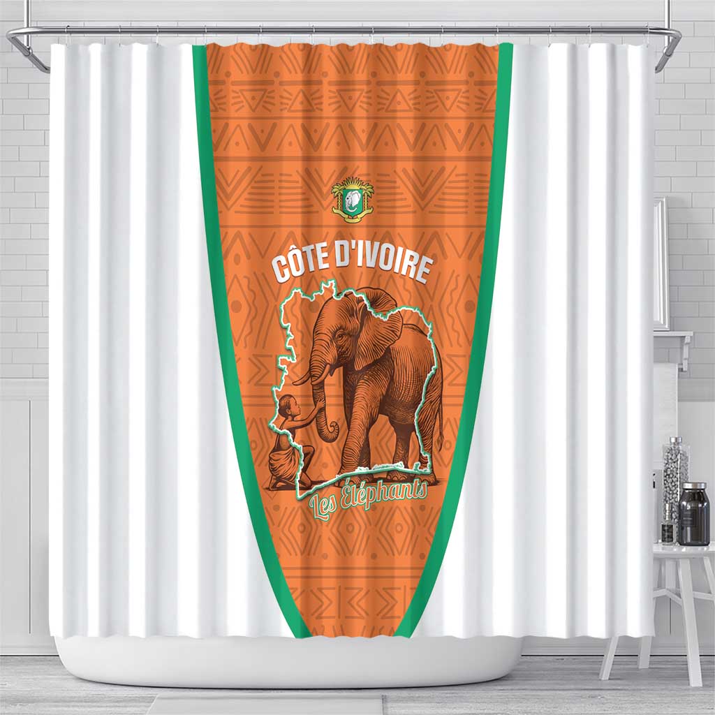 Ivory Coast Football Shower Curtain 2026 Cote d'Ivoire Les Elephants Orange Version - African Pride