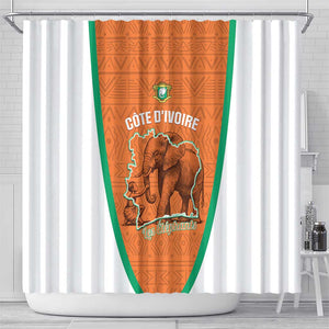 Ivory Coast Football Shower Curtain 2026 Cote d'Ivoire Les Elephants Orange Version - African Pride
