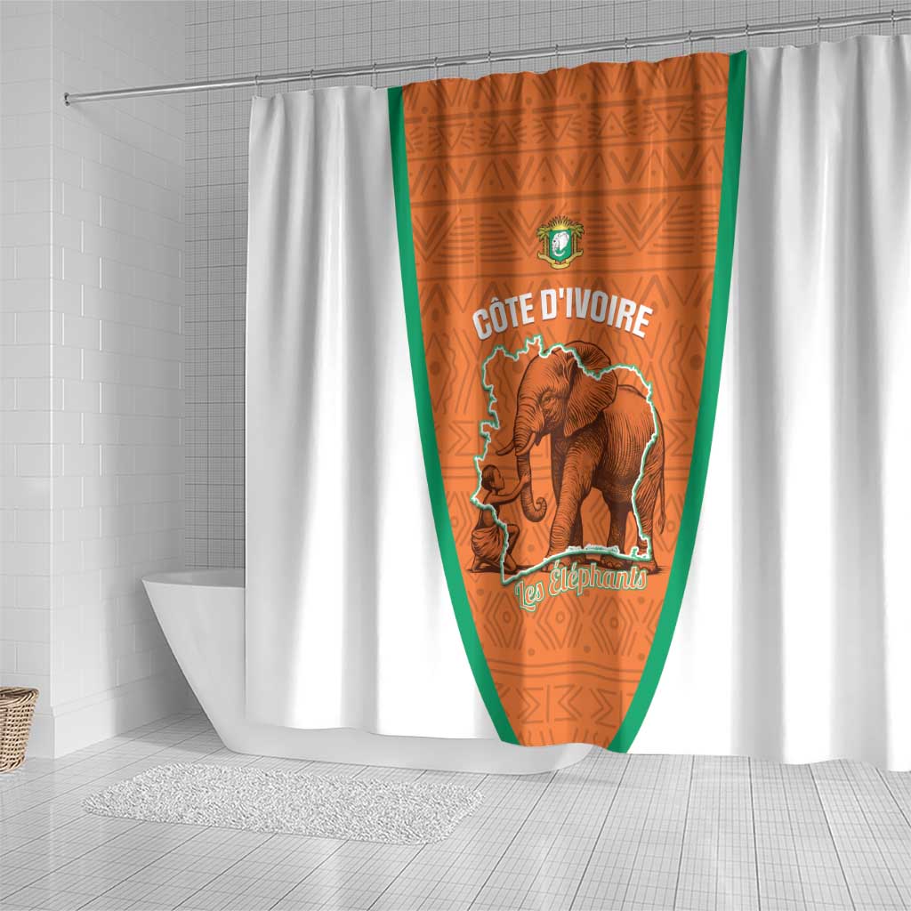 Ivory Coast Football Shower Curtain 2026 Cote d'Ivoire Les Elephants Orange Version - African Pride