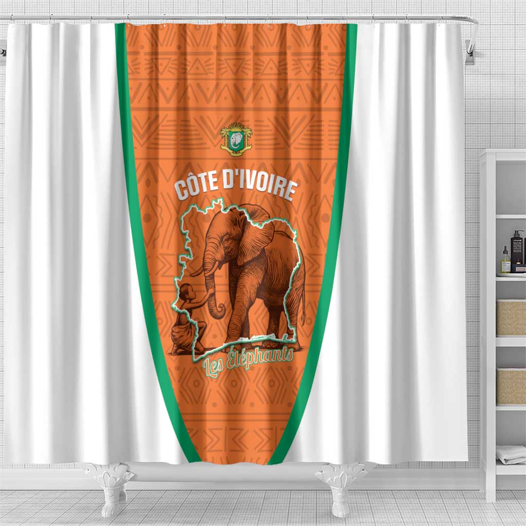 Ivory Coast Football Shower Curtain 2026 Cote d'Ivoire Les Elephants Orange Version - African Pride