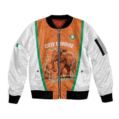 Custom Ivory Coast Football Sleeve Zip Bomber Jacket 2026 Cote d'Ivoire Les Elephants Orange Version - African Pride