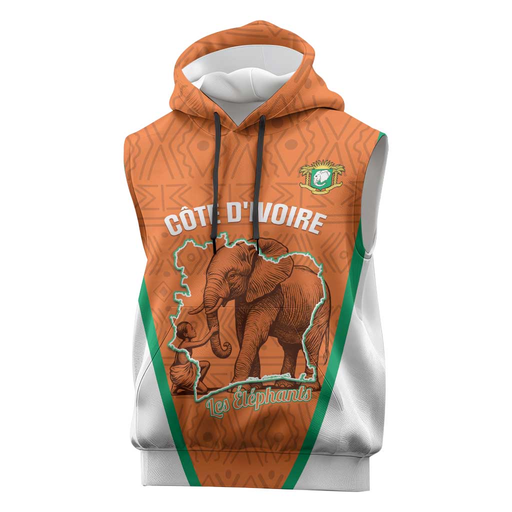 Custom Ivory Coast Football Sleeveless Hoodie 2026 Cote d'Ivoire Les Elephants Orange Version - African Pride