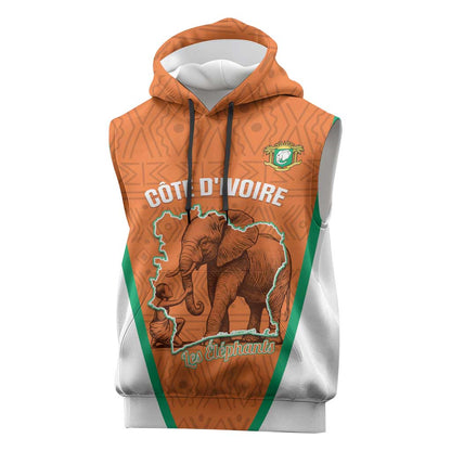 Custom Ivory Coast Football Sleeveless Hoodie 2026 Cote d'Ivoire Les Elephants Orange Version - African Pride