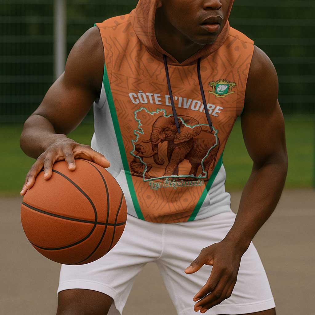 Custom Ivory Coast Football Sleeveless Hoodie 2026 Cote d'Ivoire Les Elephants Orange Version - African Pride