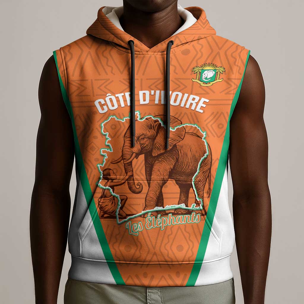 Custom Ivory Coast Football Sleeveless Hoodie 2026 Cote d'Ivoire Les Elephants Orange Version - African Pride