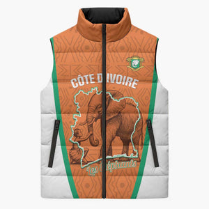 Custom Ivory Coast Football Sleeveless Puffer Jacket 2026 Cote d'Ivoire Les Elephants Orange Version - African Pride