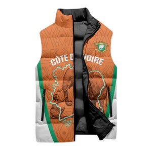 Custom Ivory Coast Football Sleeveless Puffer Jacket 2026 Cote d'Ivoire Les Elephants Orange Version - African Pride