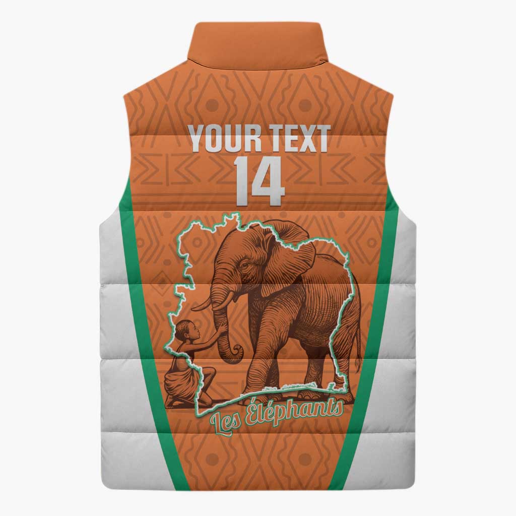 Custom Ivory Coast Football Sleeveless Puffer Jacket 2026 Cote d'Ivoire Les Elephants Orange Version - African Pride