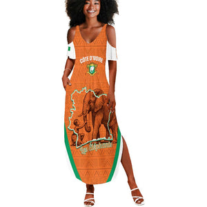 Custom Ivory Coast Football Summer Maxi Dress 2026 Cote d'Ivoire Les Elephants Orange Version LT14